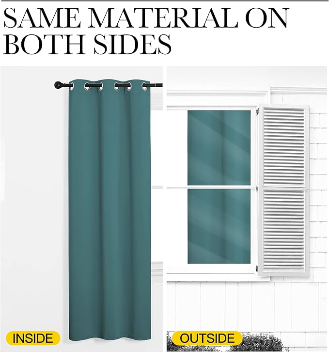 NICETOWN Sea Teal Blackout Curtains 78 inches Length for Bedroom, 2 Panels, 42" Wide, Thermal Insulated Decoration Drapes for Office Window