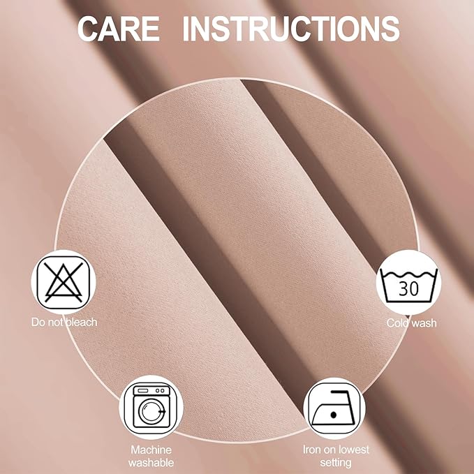 LEMOMO Blush Thermal Blackout Curtains/52 x 72 Inch/Set of 2 Panels Room Darkening Curtains for Bedroom