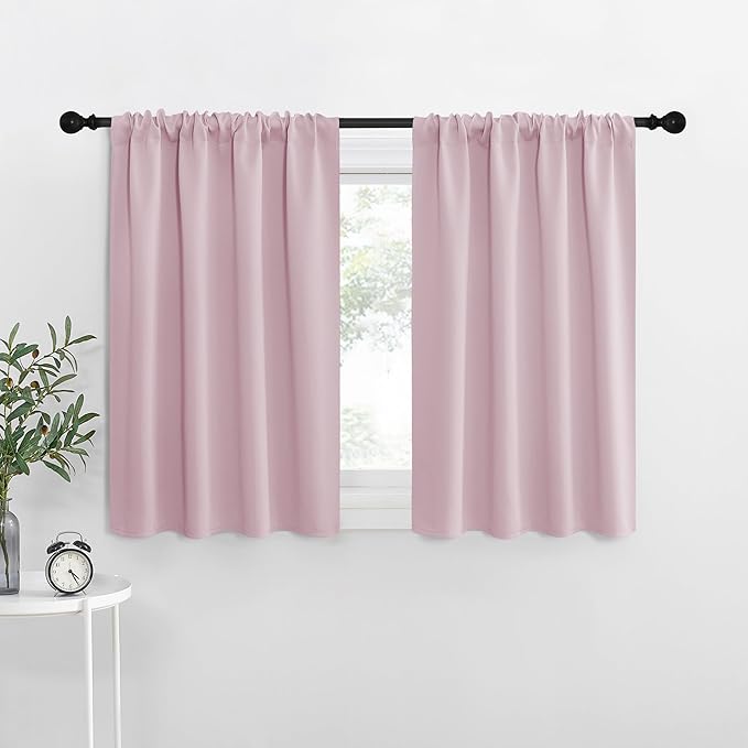 NICETOWN RV Blackout Curtains for Camper Windows, Baby Pink, 29" Wide by 40" Long, 2 PCs, Short Blackout Curtains & Drapes, Thermal Insulated Blackout Curtain Panels for Kids Room, Play Room