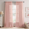 MIULEE Blush Pink Linen Curtains 108 Inches Long 2 Panels for Girls Bedroom Nursery, Soft Thick Linen Textured Window Drapes Semi Sheer Light Filtering Back Tab for Kids Living Room Light Pink Decor