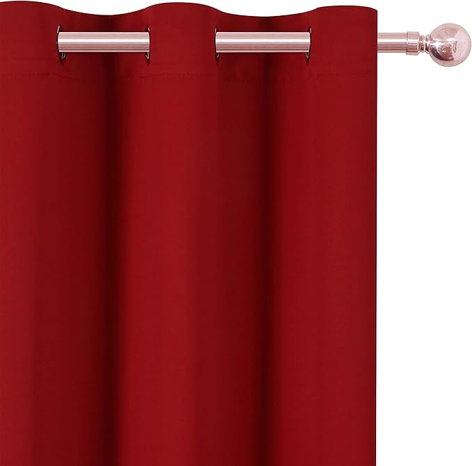 LEMOMO Red Curtains 52 x 84 Inch Long/Blackout Curtains Set of 2 Panels/Room Darkening Thermal Insulated Bedroom Curtains Drape