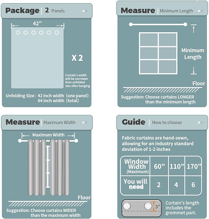 BGment Room Darkening Curtains 72 Inches Long - Grommet Thermal Insulated Drapes Window Treatment Curtains for Bedroom, 2 Panels, 42 x 72 Inch, Greyish Blue