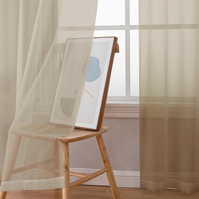 OWENIE Taupe Sheer Curtains 78 inches Long for Bedroom Living Room 2 Panels Set, Rod Pocket Solid Taupe Curtain, Soft Touch Elegant Voile Curtains & Drapes for Nursery, 42"x78", 2 Pcs