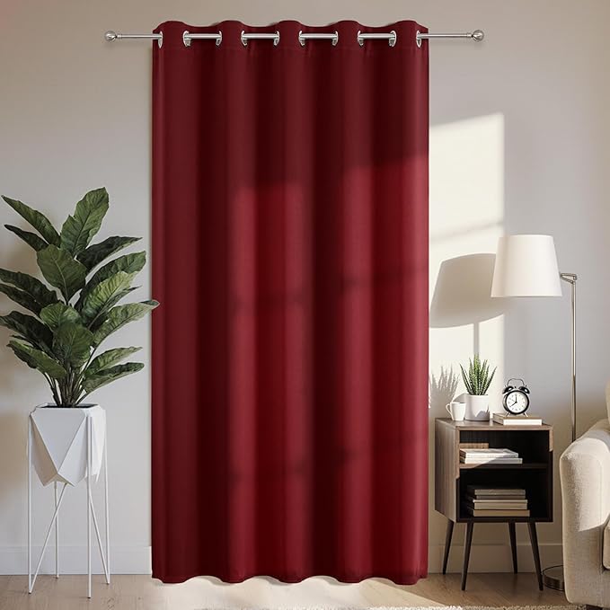 Joydeco Blackout Patio Sliding Door Curtains 84 Inches Long, Grommet Privacy Room Divider Curtains, Extra Wide Thermal Blackout Drapes for Bedroom Living Room (Burgundy Red, 70Wx84L, 1 Panel)