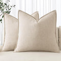 MIULEE Decorative Linen Euro Sham Pillow Covers 28x28 Inch Natural Beige Boho FarmhouseNeutral Couch Throw Pillows for Bed Pack of 2 Accent Modern Pillowcase Sofa Livingroom Home Decor