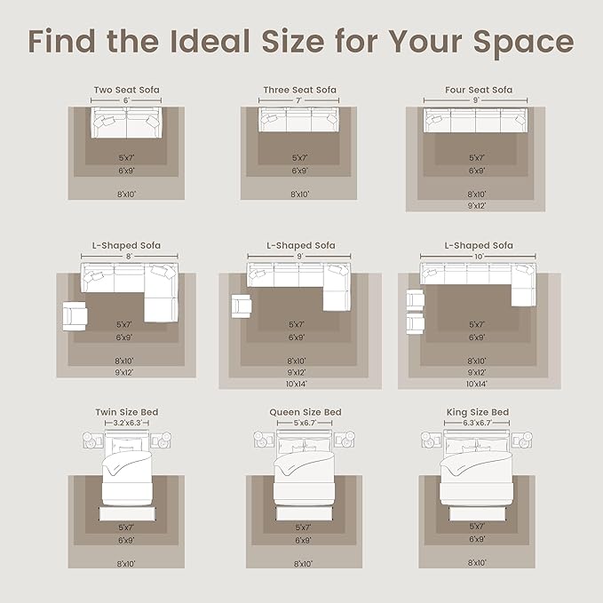 zesthome 6x9 Area Rug, Super Soft Washable Rugs for Living Room, Non-Slip Stain Resistant Vintage Rugs, Ultra-Thin Large Area Rugs (Beige,6'x9')
