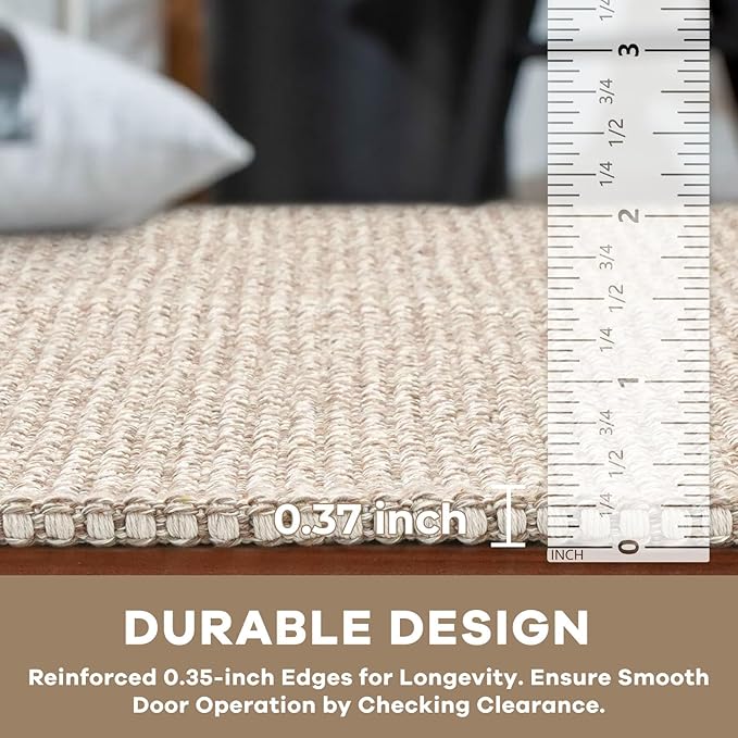 KOZYFLY Runners for Hallways 2x10 ft Washable Kitchen Runner Non Slip Rubber Backed Hallway Rugs Cotton Entryway Runner Rug Floor Carpet for Indoor Hall, Backdoor, Kitchen, Ivory/Khaki