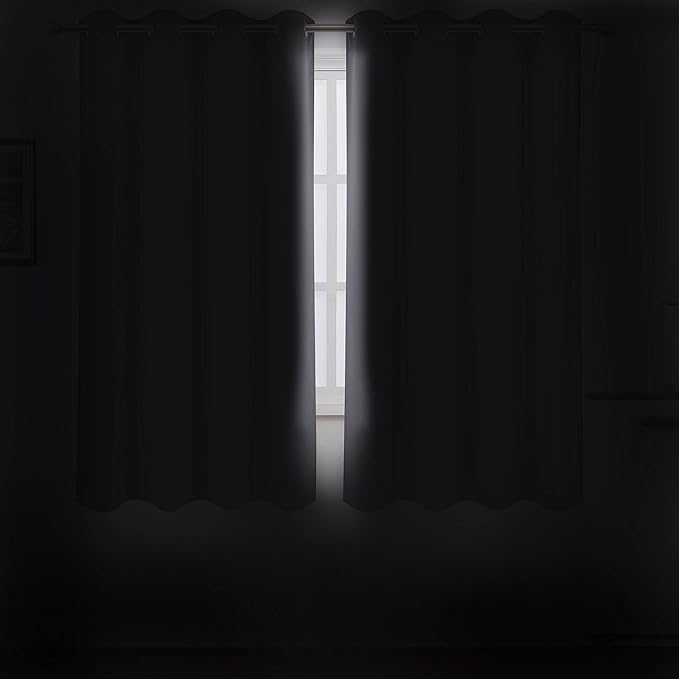 LEMOMO Frost Grey Blackout Curtains/52 x 45 Inch Length Kids Curtains/Set of 2 Panels Grommet Bedroom Curtains for Living Room