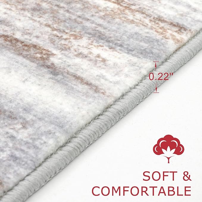 KOZYFLY Abstract Modern 3x5 Ft Area Rug in Grey Brown- Non-Slip and Machine Washable Indoor Rug, Versatile for Entryway, Kitchen, Living Room, Bedroom, Laundry or Nursery Door Mat