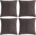 Fancy Homi 4 Packs Boho Dark Brown Decorative Throw Pillow Covers 22x22 Inch for Living Room Couch Bed Sofa, Rustic Modern Farmhouse Home Decor, Soft Plush Corduroy Cute Square Cushion Case 55x55 cm