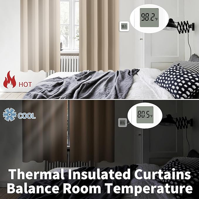 BGment Blackout Curtains - Grommet Thermal Insulated Room Darkening Bedroom and Living Room Curtains, Set of 2 Panels (38 x 45 Inch, Sand)