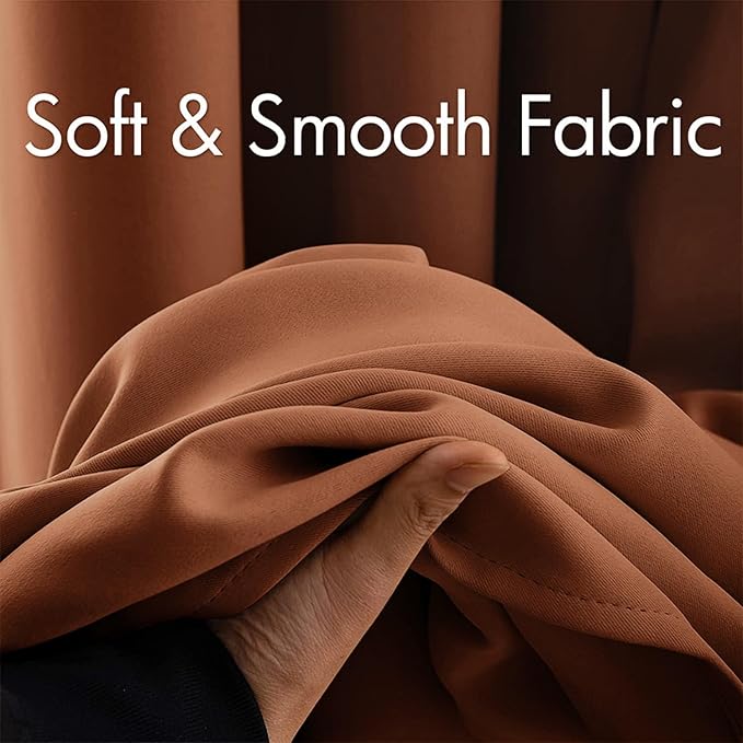 MIULEE Blackout Room Darkening Curtains Thermal Insulated Drapes Solid Window Treatment Set Grommet Top Light Blocking Curtain for Living Room/Bedroom 2 Panels 52 x 84 inch Length Terracotta
