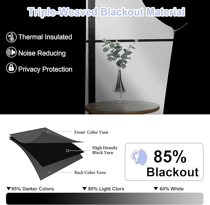 Simplebrand Ava Light Grey Blackout Curtains for Bedroom 63 Inch Length 2 Panels, Solid Thermal Insulated Energy Saving Rod Pocket Window Treatment Curtains Blackout Drapes, W40 x L63 Inch, Light Grey