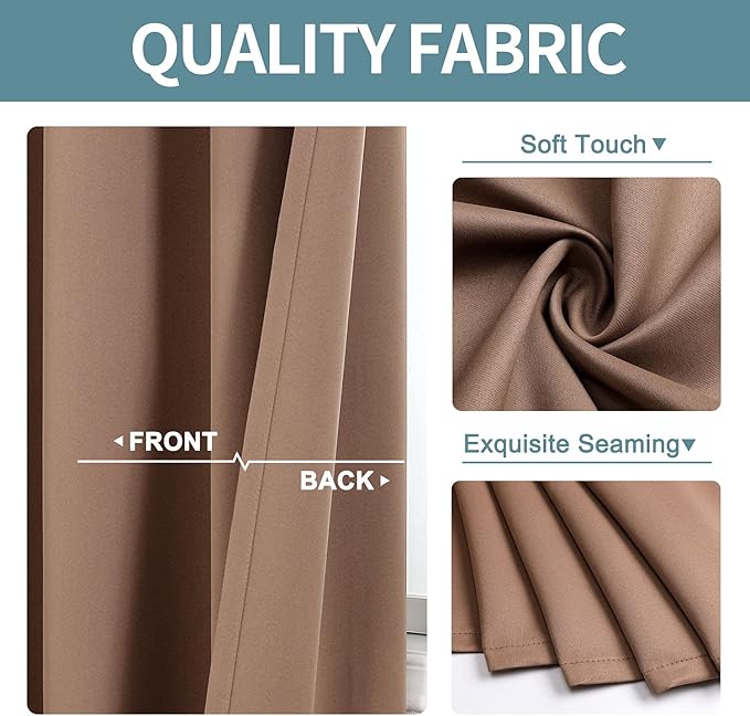 ChrisDowa Small Window Curtains 40 inches Long for Bedroom - Grommet Short Thermal Insulated Room Darkening Curtains for Kitchen (2 Panels, Cappuccino, 29 x 40 Inch)