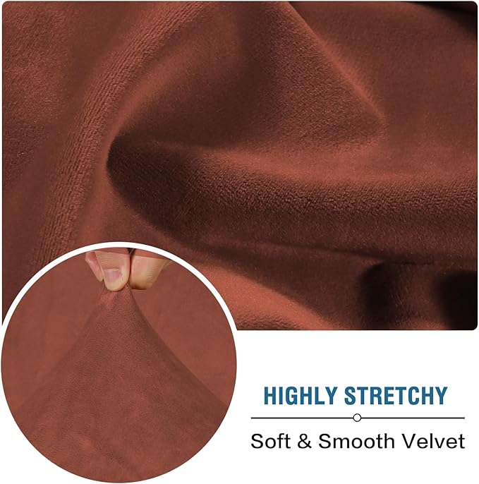 H.VERSAILTEX Velvet Stretch Individual Chaise Cover Sectional Couch Covers for L Shaped Sofa Both Left/Right Furniture Protector Seat Cushion Sofa Cover (1 Piece Chaise Cover, Rust)