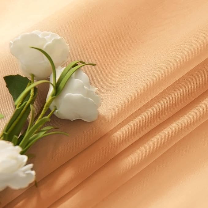 SpaceDresser Beige Sheer Curtains 4 Panels Rod Pocket Semi-Sheer Curtain 84 Inches Long Light Filtering Voile Window Drapes for Bedroom Living Room Kitchen, Each 52W x 84L