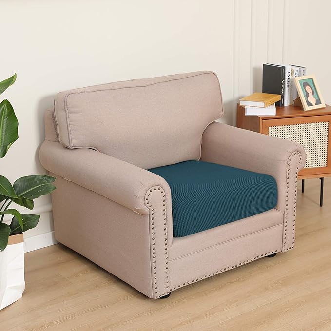 Easy-Going Stretch Chair Cushion Cover Sofa Cushion Furniture Protector Sofa Seat Sofa Slipcover Sofa Cover Soft Flexibility with Elastic Bottom(Chair Cushion, Deep Teal)