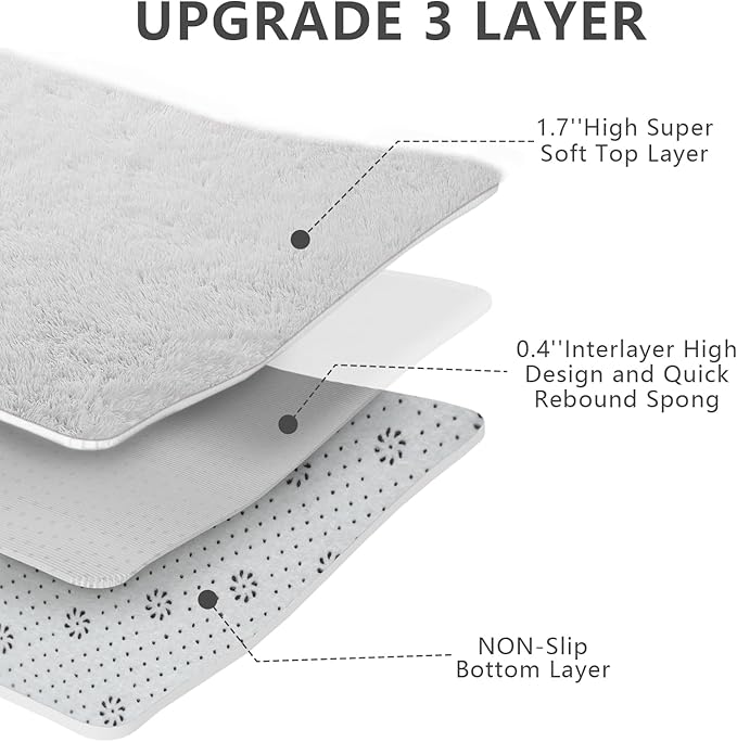 Shag Area Rugs for Bedroom Living Room,6X9 Ultra Soft White Fluffy Area Rugs for Dorm, Indoor Carpet Nursery Rugs for Kids Room Home Decor,White
