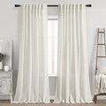 Nanspring Cream Semi Sheer Linen Curtains 88 Inch Length for Living Room Back Tab Rod Pocket Modern Farmhouse Coastal Decor Cotton Textured Gauze Curtains 73 Inches Long for Dining Room Office 52x88