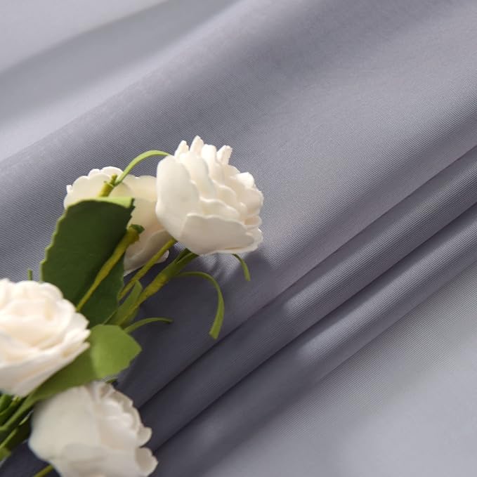 SpaceDresser Basic Rod Pocket Sheer Voile Window Curtain Panels White 1 Pair 2 Panels 60 Width 96 Inch Long for Kitchen Bedroom Children Living Room Yard(Grey,60 W x 96 L)