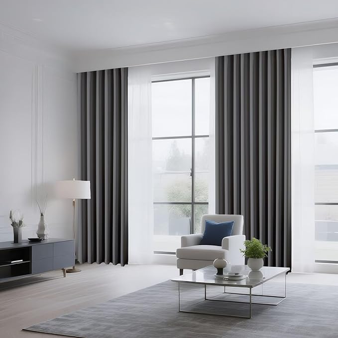CUCRAF Light Grey Blackout Curtains 45 inch Length 2 Panels Set, Rod Pocket Room Darkening Drapes for Bedroom Living Room, Insulated Thermal Light Blocking Window Curtain (W52 x L45 Inch)