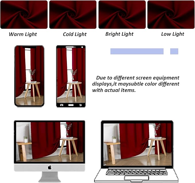 Simplebrand Ava Red Short Blackout Curtains for Bedroom 45 Inches Long 2 Panels Set, Solid Thermal Insulated, Energy Saving Window Treatment Curtains Blackout Drapes, W40 x L45 Inch, Red