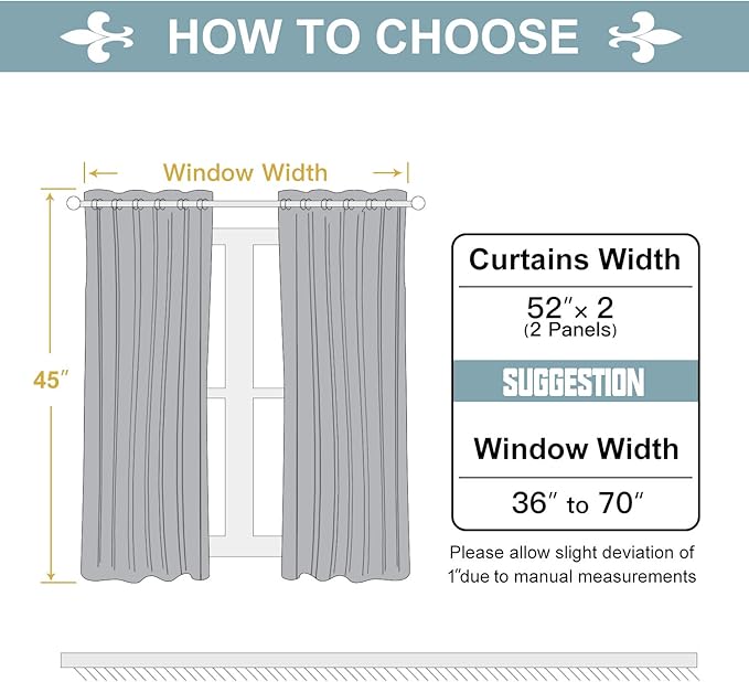 ChrisDowa 100% Blackout Curtains for Bedroom with Black Liner, 2 Thick Layers Total Blackout Thermal Insulated Grommet Window Curtains 2 Panels Set (Greyish White, 52 x 45 Inch)