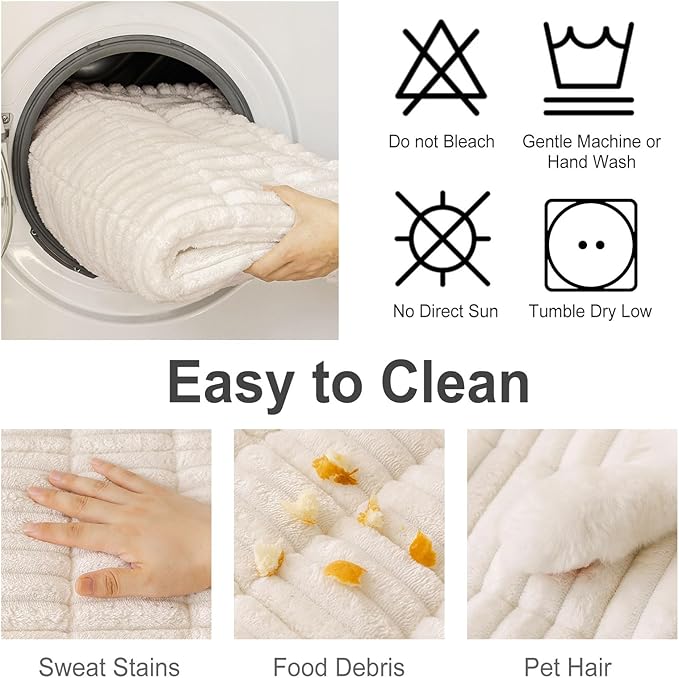 hyha Couch Covers for Dogs Washable, Non Slip Plush Dog Sofa Protectors, Fuzzy Pet Couch Covers for 3 Cushion Sofa Pet Friendly (White, 27.6" x 59")