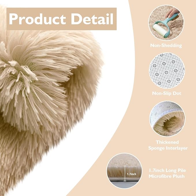 yulidayang Fluffy Round Area Rugs for Bedroom,4'X4'Shag Circle Area Rugs for Girls Room,Non Slip Fuzzy Plush Rug for Kids Room Living Room and Dorm Home Decor Rug
