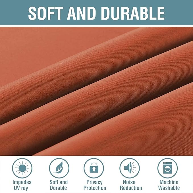 H.VERSAILTEX Blackout Curtain for Living Room Thermal Insulated Window Treatment Curtain 54 inch Length Energy Saving Solid Grommet Top Blackout Drape, One Panel, Orange, 52" W x 54" L