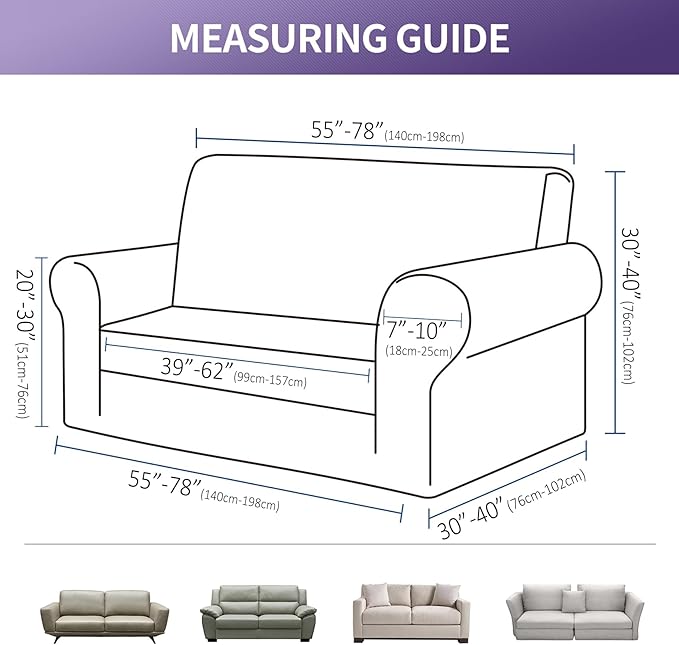 Joccun Stretch Loveseat Couch Cover Slipcover, 1-Piece Sofa Cover for 2 Cushion Couch Spandex Jacquard Washable Furniture Protector Cover for Living Room,Kids,Pets（Loveseat,Gold）