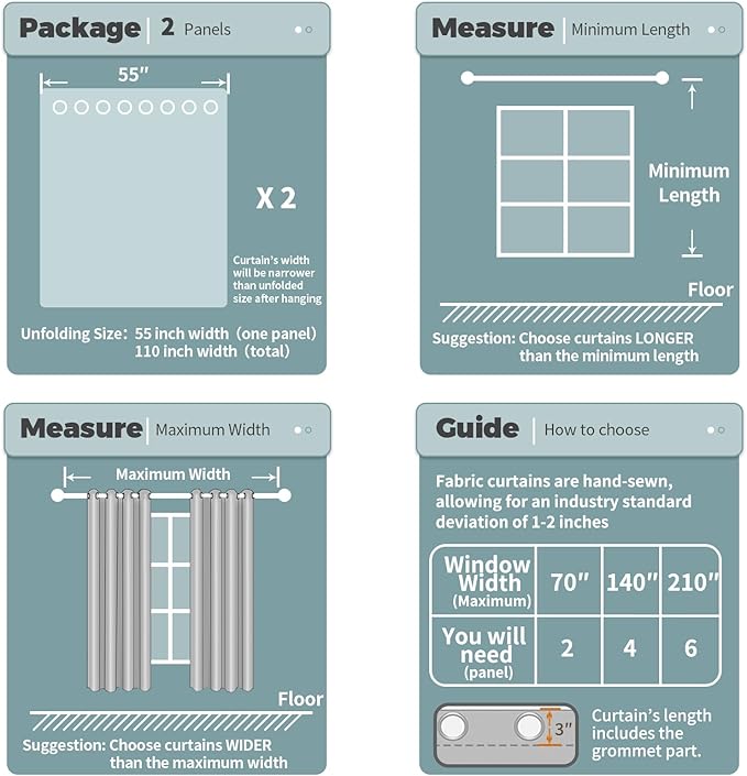 BGment Room Darkening Curtains for Bedroom - Grommet Thermal Insulated Window Treatments Light Blocking Curtains for Living Room, Each 55 x 69 Inch, Light Grey