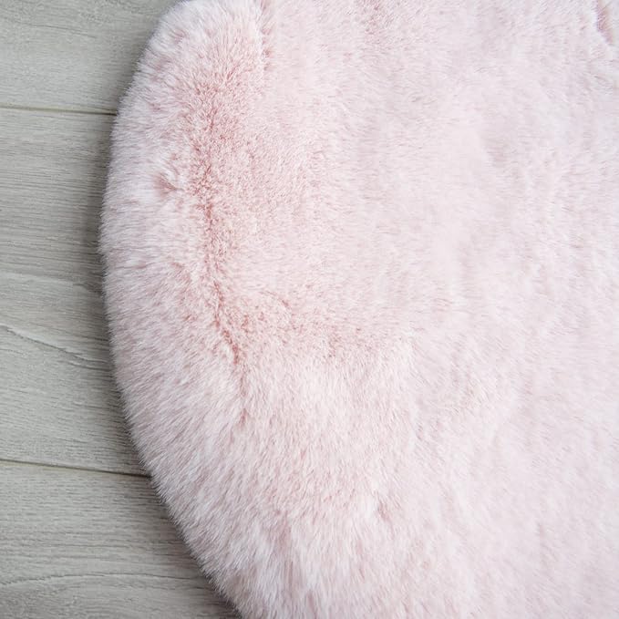 ORINOVA Living Room Rugs 8x10 Area Rugs for Bedroom Pink Shag Washable Faux Rabbit Fluffy Fur Rug Large Boho Nursery Rug