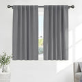 PONY DANCE Curtains 45 Inches Long - Light Block Drapes with Back Tabs & Rod Pocket Top Window Treatments Panels for Decoration, 52 x 45 Inches, Silver Grey, 2 PCs