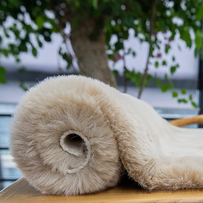 ORINOVA White Fluffy Faux Rabbit Fuzzy Fur Rug for Living Room Machine Washable Shaggy 2x8 Runner Rug for Bedroom Nursery Rectangle Rugs
