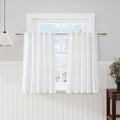 Nanspring Farmhouse Rustic White Linen Curtains 45 Inch Length Semi-Sheer Back Tab Curtains 2 Panel Set Privacy Curtain Tiers for Basement Small Bathroom Window 40x45 Inches