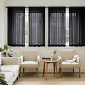 MIULEE Short Sheer Curtains 54 Inches Long, 4 Panels Set, Light Filtering Rod Pocket Curtains for Kitchen/Bathroom Small Windows, 42W x 54 Inches, Black
