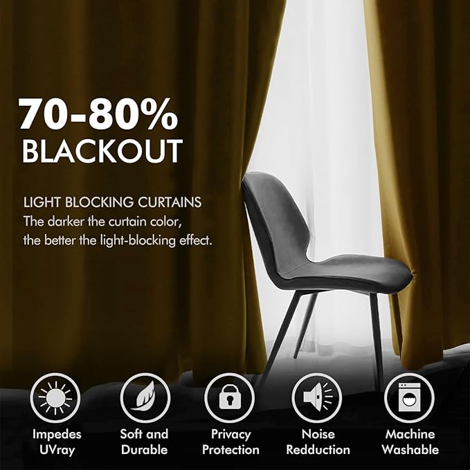 MIULEE Velvet Curtains Gold Elegant Grommet Curtains Fall Thermal Insulated Soundproof Room Darkening Drapes for Classical Living Room Bedroom Decor 52 x 84 Inch Set of 2