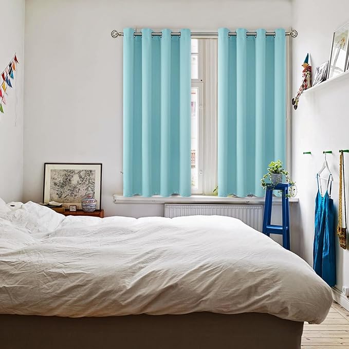 BGment Blackout Curtains - Grommet Thermal Insulated Room Darkening Bedroom and Living Room Curtains, Set of 2 Panels (52 x 54 Inch, Baby Blue)