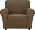 ZNSAYOTX Super Stretch Chair Slipcover Universal Sofa Chair Covers for Living Room Dogs Pet Furniture Protector Spandex Armchair Slipcovers with Anti Slip Foam Sticks (Brown, Chair)