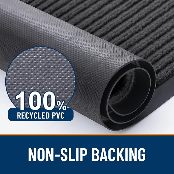 OLANLY Front Door Mat Indoor Outdoor Entrance, 2-Pack 47 x 32 Inch, Waterproof Heavy Duty Doormat, Fade Resistant, Low Profile, Easy Clean Patio Porch Welcome Floor Mats for Entry, Charcoal Grey