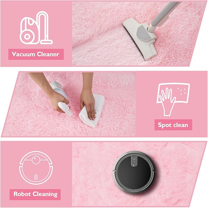 yulidayang Pink Fluffy Round Area Rugs for Bedroom,4ft Shag Circle Area Rugs for Girls Room,Non Slip Fuzzy Plush Rug for Kids Room Living Room and Dorm Home Decor Rug