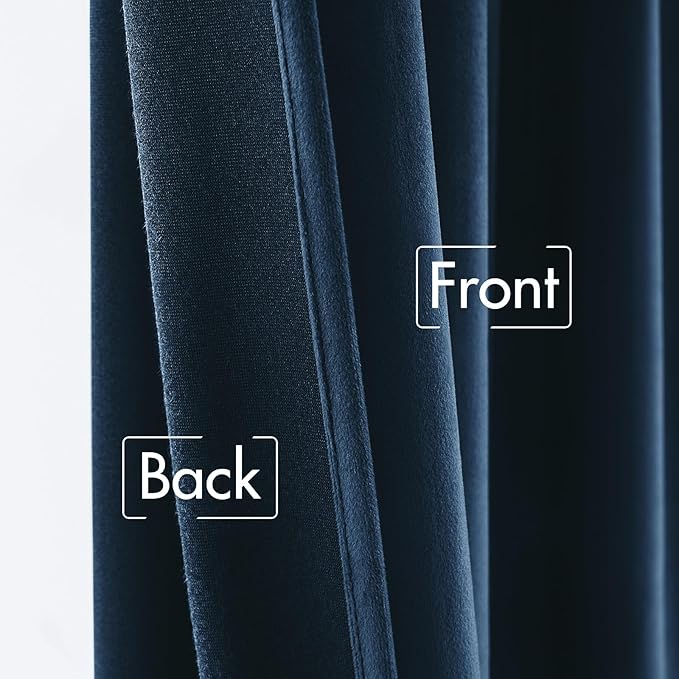 MIULEE Navy Blue Velvet Curtains 84 inches - Luxury Blackout Curtains for Bedroom Living Room Thermal Insulated Super Soft Window Drapes Rod Pocket & Back Tab, W52 x L84 inches, 2 Panels