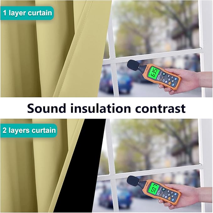 NICETOWN Paler Yellow Full Shade Curtain Panels, Pair of Energy Smart & Noise Blocking Out Blackout Drapes for Dining Room Window, Thermal Insulated Guest Room Lined Window Dressing, 70 x 84 inch