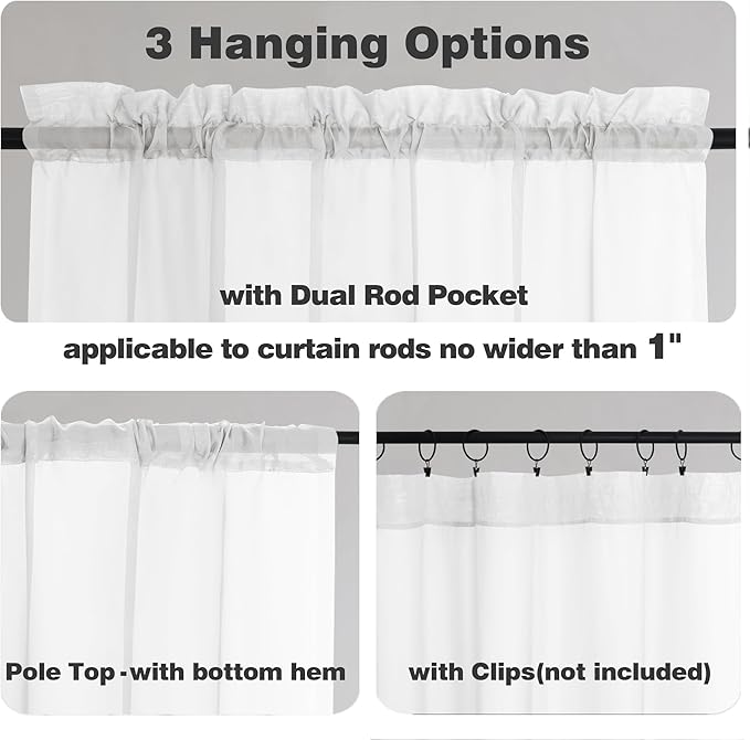 Chyhomenyc White Sheer Curtains 84 Inches Long 2 Panels, Light Filtering White Curtains for Living Room, Soft Gentle Voile Rod Pocket Bedroom Window Drapes, 59Wx84L Inch, 2PCS