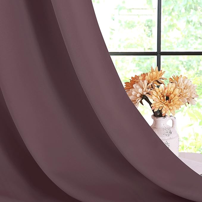 NICETOWN Modern Blackout Curtains Noise Reducing, Thermal Insulated and Privacy Room Darkening Drape Panels for Boy's Guest Room Door Small Short Window (Dry Rose, 2 Panels, W42 x L54 -Inch)