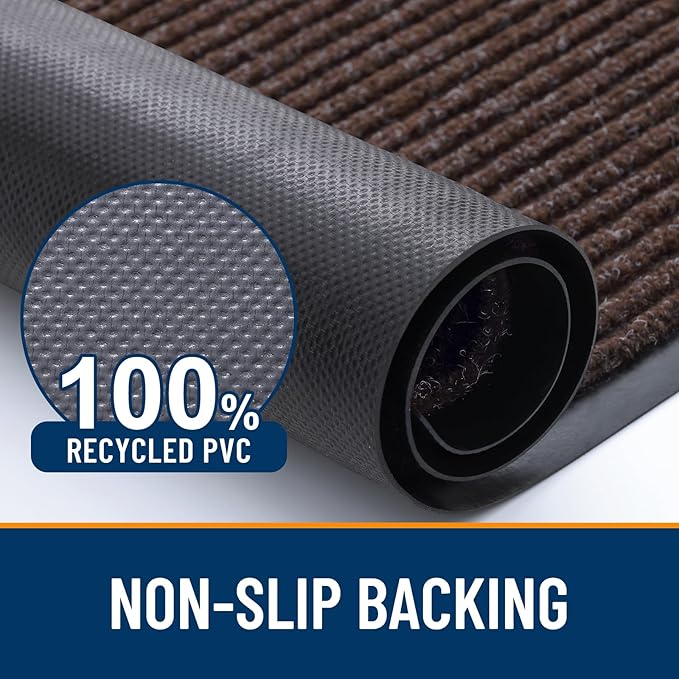 OLANLY Front Door Mat Indoor Outdoor Entrance, 2-Pack 59 x 34 Inch, Waterproof Heavy Duty Doormat, Fade Resistant, Low Profile, Easy Clean Patio Porch Welcome Floor Mats for Entry, Tan