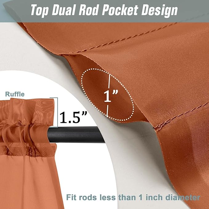 Orange Sheer Curtains 84 Inches Long 2 Panels, Elegant Airy Transparent Light Filtering Window Curtains, Window Drapes for Living Room Bedroom, Top Dual Rod Pocket Design, 2x42Wx84L Inches