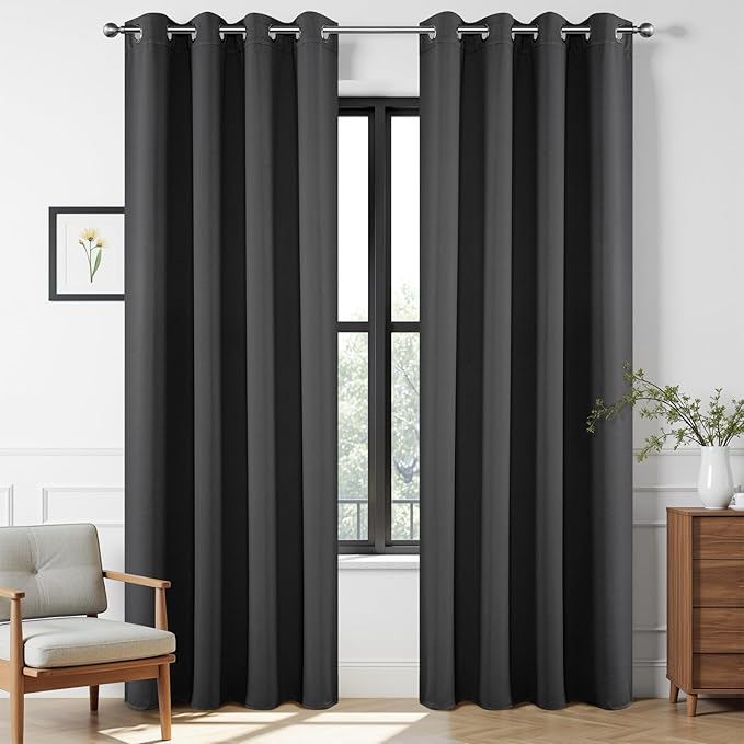 Joydeco Blackout Curtains 95 Inch for Bedroom, Thermal Insulated 52 x 95 Long Curtains & Drapes 2 Burg, Room Darkening Grommet Drapes for Living Room Window, 2 Panels Set