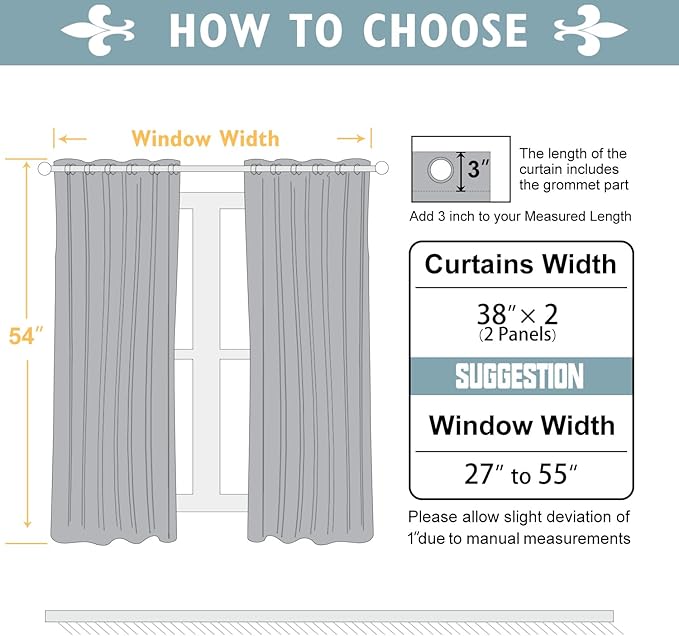 ChrisDowa Blackout Curtains 54 inches Long for Bedroom - 2 Panels Set Grommet Thermal Insulated Room Darkening Curtains for Living Room (Aqua, 38 x 54 Inch)
